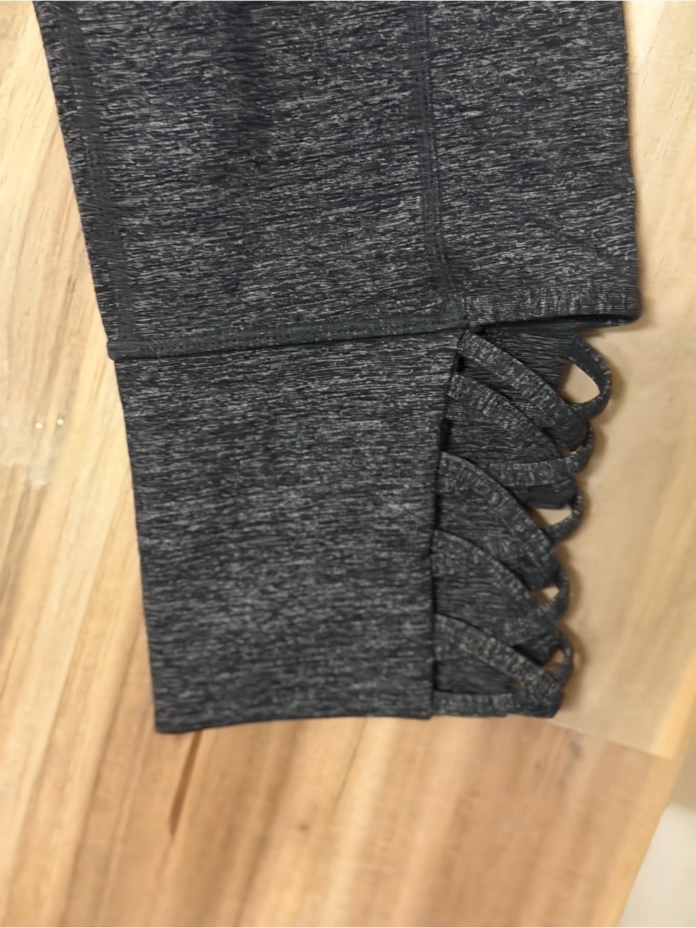 Athleta Dark Charcoal Gray Performance Leggings with Lattice Cuff - Picture 2 of 3
